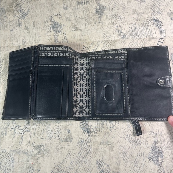 Fossil Wallet Trifold Canvas Monogram Brown Leather - Picture 7 of 10